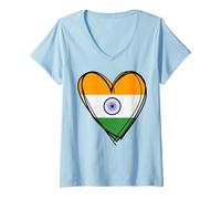 Mujer I Heart New Delhi and India Flag Heart Graphic Indian Pride Camiseta Cuello V
