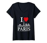 Mujer I Heart Paris I Love Paris Souvenir Camiseta Cuello V