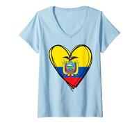 Mujer I Heart Quito Y Ecuador Bandera Corazón Diseño Orgullo Ecuatoriano Camiseta Cuello V