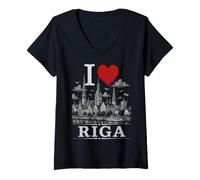 Mujer I Heart Riga I Love Riga Souvenir Camiseta Cuello V