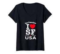 Mujer I Heart San Francisco I Love SF USA Californ Graphic Design Camiseta Cuello V