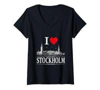 Mujer I Heart Stockholm I Love Stockholm Souvenir Camiseta Cuello V