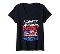 Mujer I Identify As An American Patriot and This Is My Pride Flag Camiseta Cuello V