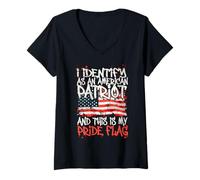 Mujer I Identify As An American Patriot This Is My Pride Flag Camiseta Cuello V