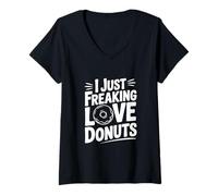 Mujer I Just Freaking Love Donuts Divertido Humor Foodie Camiseta Cuello V