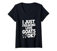 Mujer I Just Freaking Love Goats Ok? Divertido Amante de Las Cabras Camiseta Cuello V