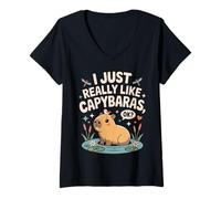 Mujer I Just Really Like Capybaras Ok Funny Cute Animal Camiseta Cuello V