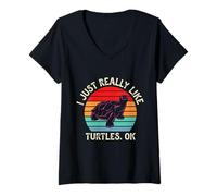 Mujer I Just Really Like Turtles | Tortuga Camiseta Cuello V