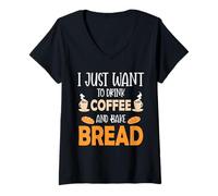 Mujer I Just Want To Drink Coffee and Bake Things Mothers Day Camiseta Cuello V