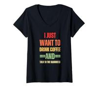 Mujer I Just Want To Drink Coffee and Talk - Gráfico de Ardillas Camiseta Cuello V