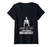 Mujer I Just Wanted Breakfast Funny Meme Diseño Gráfico Camiseta Cuello V