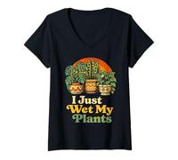 Mujer I Just Wet My Plants Funny Gardening Pun Houseplant Lover Camiseta Cuello V