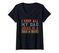 Mujer I Keep All my Dad Jokes in a Dad a Base Vintage Fathers Day Camiseta Cuello V