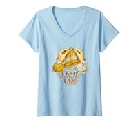 Mujer I Knit Therefore I Am Funny Knitting Filosofía Camiseta Cuello V
