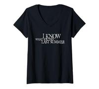 Mujer I Know What You Did Last Summer White Movie Logo Horror Camiseta Cuello V