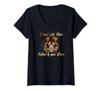 Mujer I Lead with Flair Follow IF You Dare Camiseta Cuello V