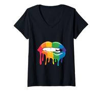 Mujer I Licked It So It's Mine LGBT arcoíris Labios Mes del Orgullo 2022 Camiseta Cuello V