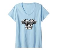 Mujer I Lift Therefore I Am Funny Halterofía Camiseta Cuello V