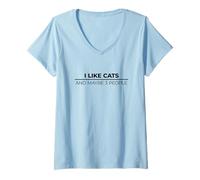 Mujer I Like Cats and Maybe Three People Camiseta Cuello V