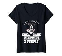 Mujer I Like Coffee My Dog Great Dane Dog Maybe 3 People Dogs Camiseta Cuello V