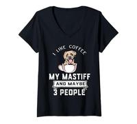 Mujer I Like Coffee My English Mastiff Dog Maybe 3 People Dogs Camiseta Cuello V