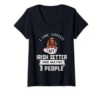 Mujer I Like Coffee My Irish Setter Dog Maybe 3 People Dogs Camiseta Cuello V