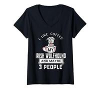 Mujer I Like Coffee My Irish Wolfhound Dog Maybe 3 People Dogs Camiseta Cuello V
