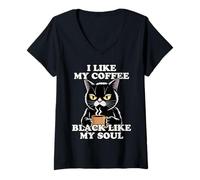 Mujer I Like My Coffee Black Like My Soul Camiseta Cuello V