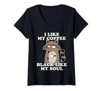 Mujer I Like My Coffee Black Like My Soul Camiseta Cuello V