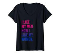 Mujer I Like My Men How I Like My Women Bisexual Pride Bi Pride Camiseta Cuello V