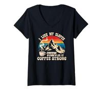 Mujer I Like my Slopes steep and my Coffee Strong Camiseta Cuello V