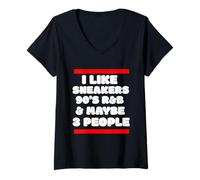 Mujer I Like Sneakers 90's R&B y Like 3 People Sneakerhead Camiseta Cuello V