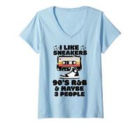 Mujer I Like Sneakers 90's R&B y Like 3 People Sneakerhead Camiseta Cuello V