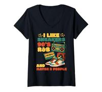 Mujer I Like Sneakers 90's R&B y Like 3 People Sneakerhead Camiseta Cuello V