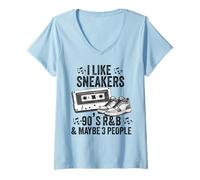 Mujer I Like Sneakers 90's R&B y Like 3 People Sneakerhead Camiseta Cuello V