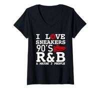 Mujer I Like Sneakers 90's R&B y Like 3 People Sneakerhead Camiseta Cuello V