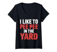 Mujer I Like To Pee Pee In The Yard Dad Father Backyard Joke |- Camiseta Cuello V