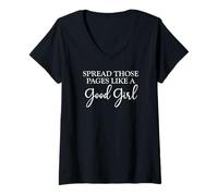 Mujer I Look Better Bent Over a Book Spread Those Pages Good Girl Camiseta Cuello V