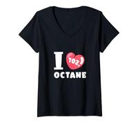 Mujer I Love 102 Octane Fuel Derby Car Parts Lover Sintonizador mecánico Camiseta Cuello V