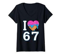 Mujer I Love 67 Meme Corazón 6 7 Merch Stuff Seis Siete Helado Camiseta Cuello V