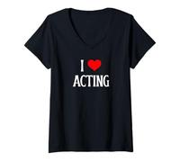 Mujer I Love Acting I Heart Actuando Actor Juego Y Amante del Teatro Camiseta Cuello V