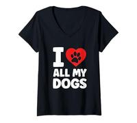 Mujer I Love All My Dogs Dueño de Perros adorables Camiseta Cuello V