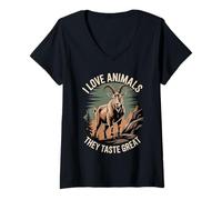 Mujer I Love Animals They Taste Great Carnivore Meat Puns - Camiseta Cuello V