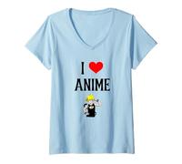 Mujer I Love Anime I Heart Anime Japonés Animación Anime Amante Camiseta Cuello V