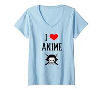 Mujer I Love Anime I Heart Anime Japonés Animación Anime Amante Camiseta Cuello V