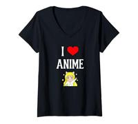 Mujer I Love Anime I Heart Anime Japonés Animación Anime Amante Camiseta Cuello V