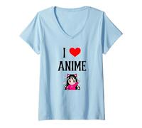 Mujer I Love Anime I Heart Anime Japonés Animación Anime Amante Camiseta Cuello V