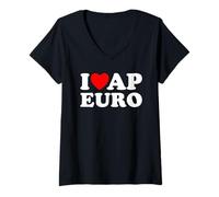 Mujer I Love AP Euro I Corazón AP Euro Divertido AP Historia Europea Camiseta Cuello V