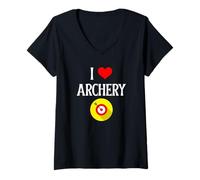 Mujer I Love Archery I Heart Tiro con Arco Amante de Flechas Amante del Arco Camiseta Cuello V