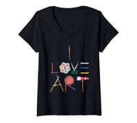 Mujer I Love Art Cute Fun Pintura Dibujo Sketch Artista Pintor Camiseta Cuello V